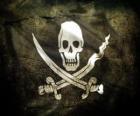 Калико Джек пиратский флаг, двух мечей в Андреевский крест и череп